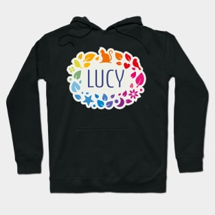 Lucy name with colorful leaves Hoodie